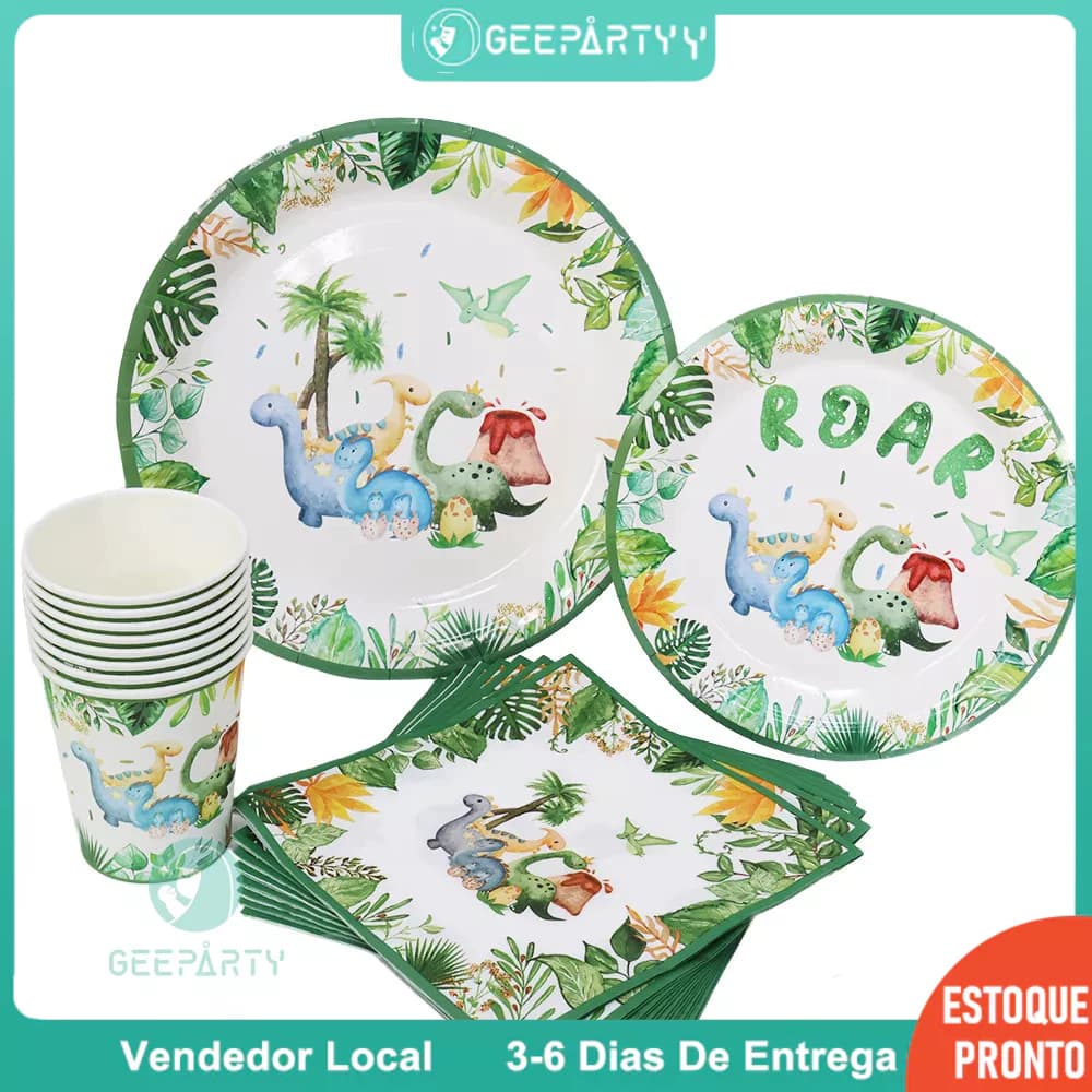 GeeParty Conjunto De Talheres Descartáveis Com Tema De Dinossauro Para Crianças , Meninos , Decorações De Festa De Anive