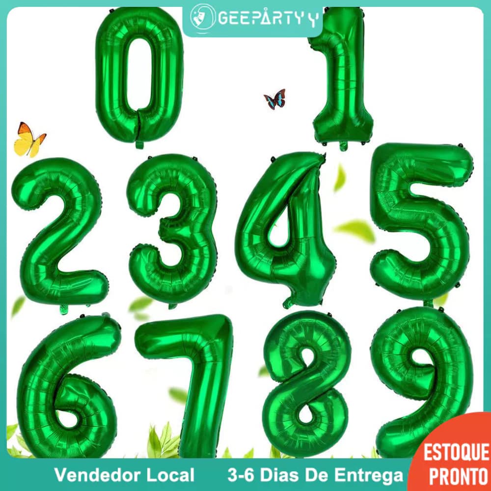 GeeParty - 80CM Balão de Número Verde para Decoração de Festa de Aniversário e Casamento