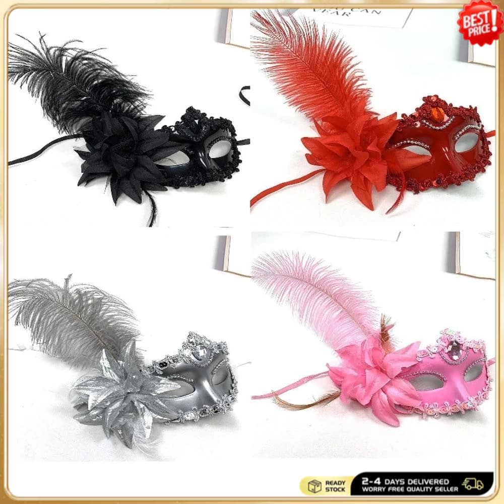 Máscara De Máscaras De Penas Com Bastão , Renda De Carnaval Para Mulheres , Fantasia De Pavão , Veneziana