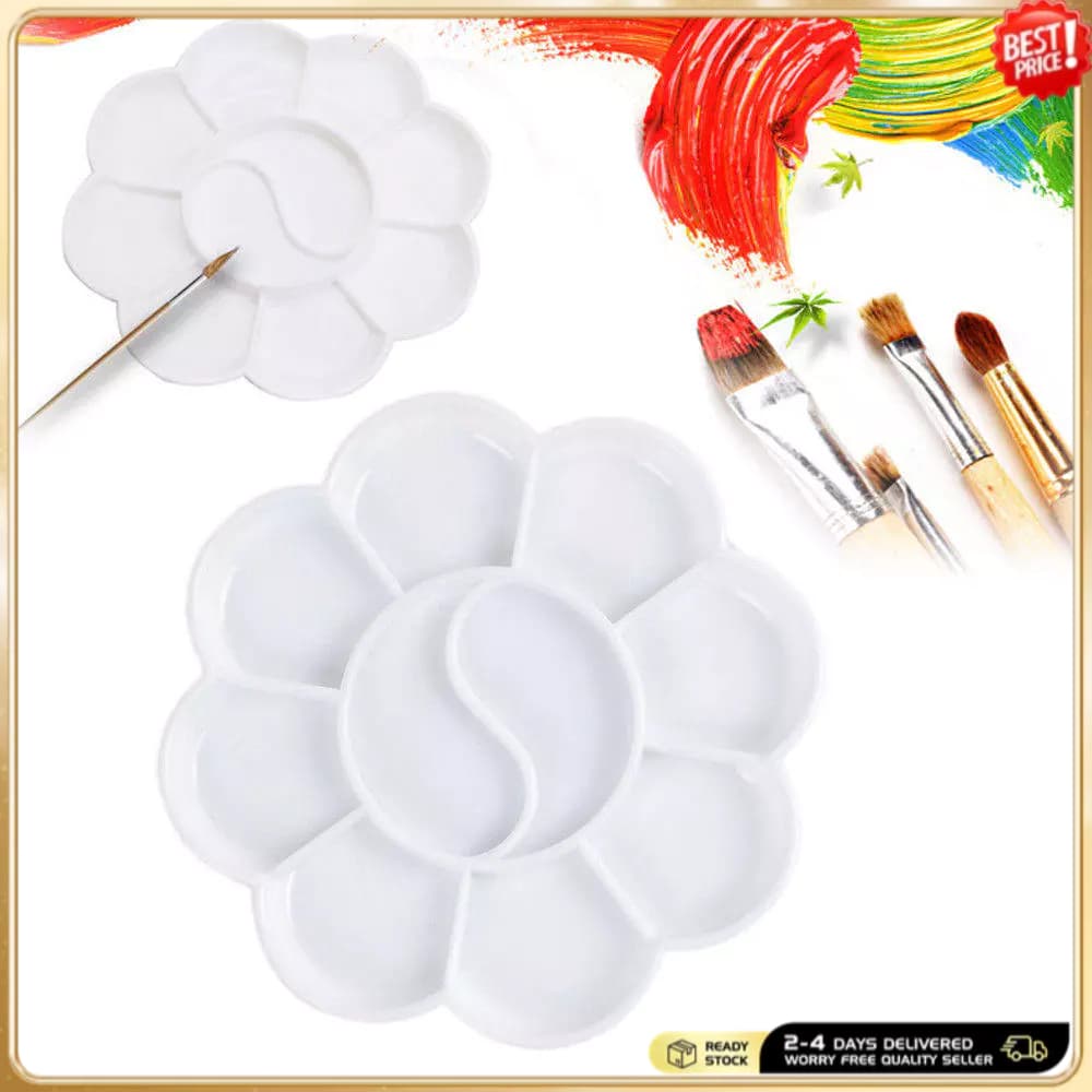 1 Paletas De Pintura Em Formato De Flor-Bandeja De Mistura De Paleta De Aquarela De Plástico-Palete De Arte Artesanal