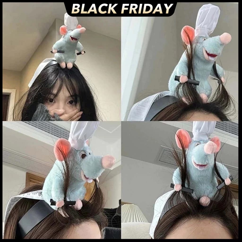 Ratatouille Hairband Novo Dos Desenhos Animados Boneca De Pelúcia Bandana Francês De Abas Largas Hairpin Foto Cabeleirei