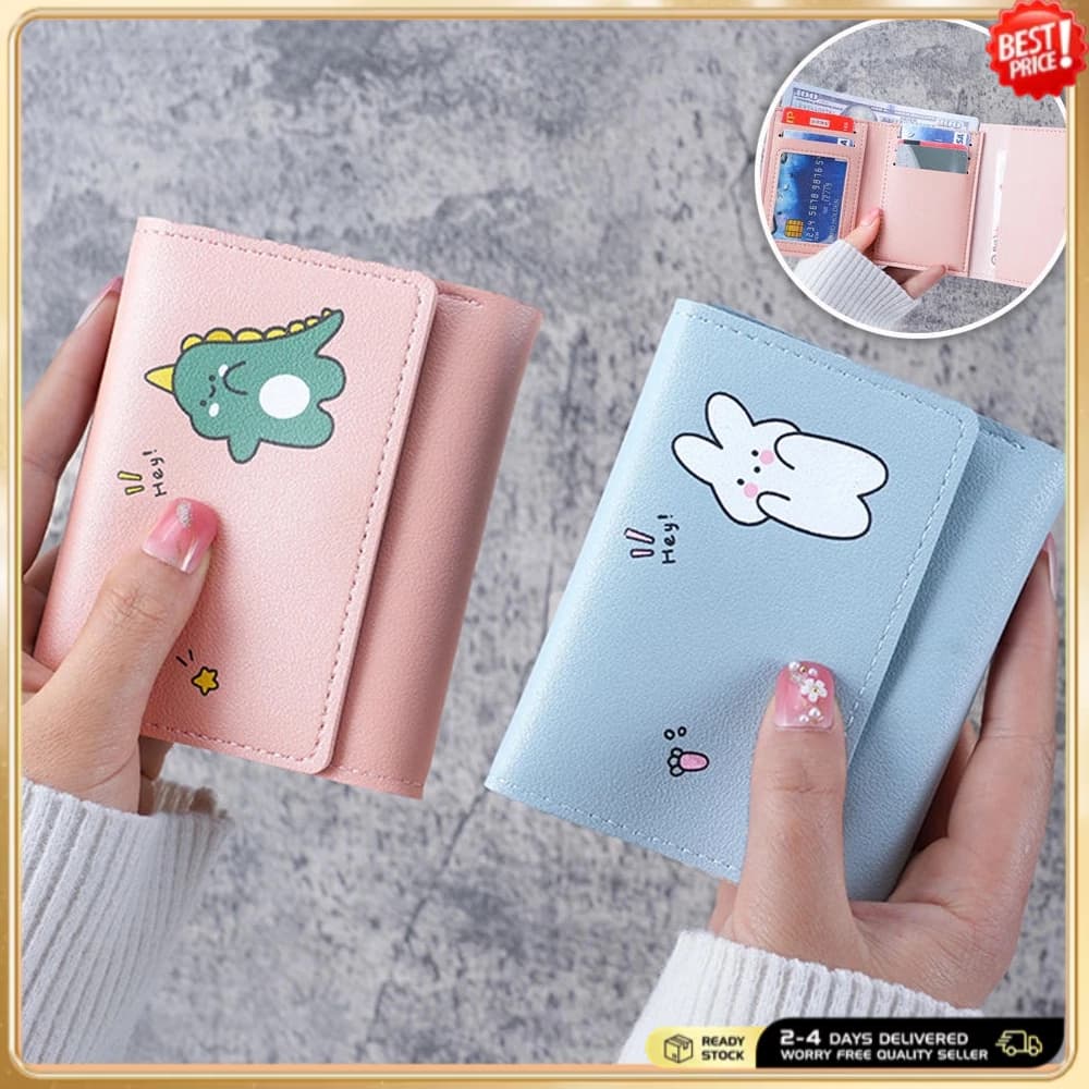 Carteiras Femininas Bonitas De Couro PU Estudantis De Três Cartões Dobrados Porta-Cart