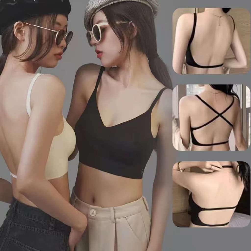 Sutiã Sexy Sem Costas com Enchimento em Forma de U - Alça Invisível, Sem Costuras e Levantador para Pequenos Seios