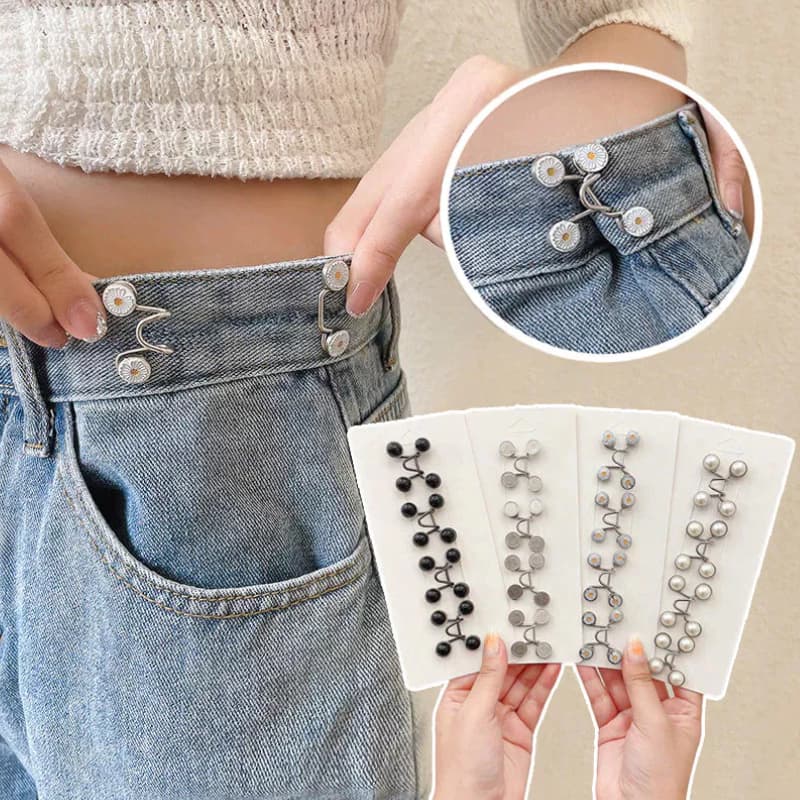 Alfinete De Cintura Pérola E Strass – Prendedor De Roupa Antiderrapante Ajustável Para Vestidos/Calças