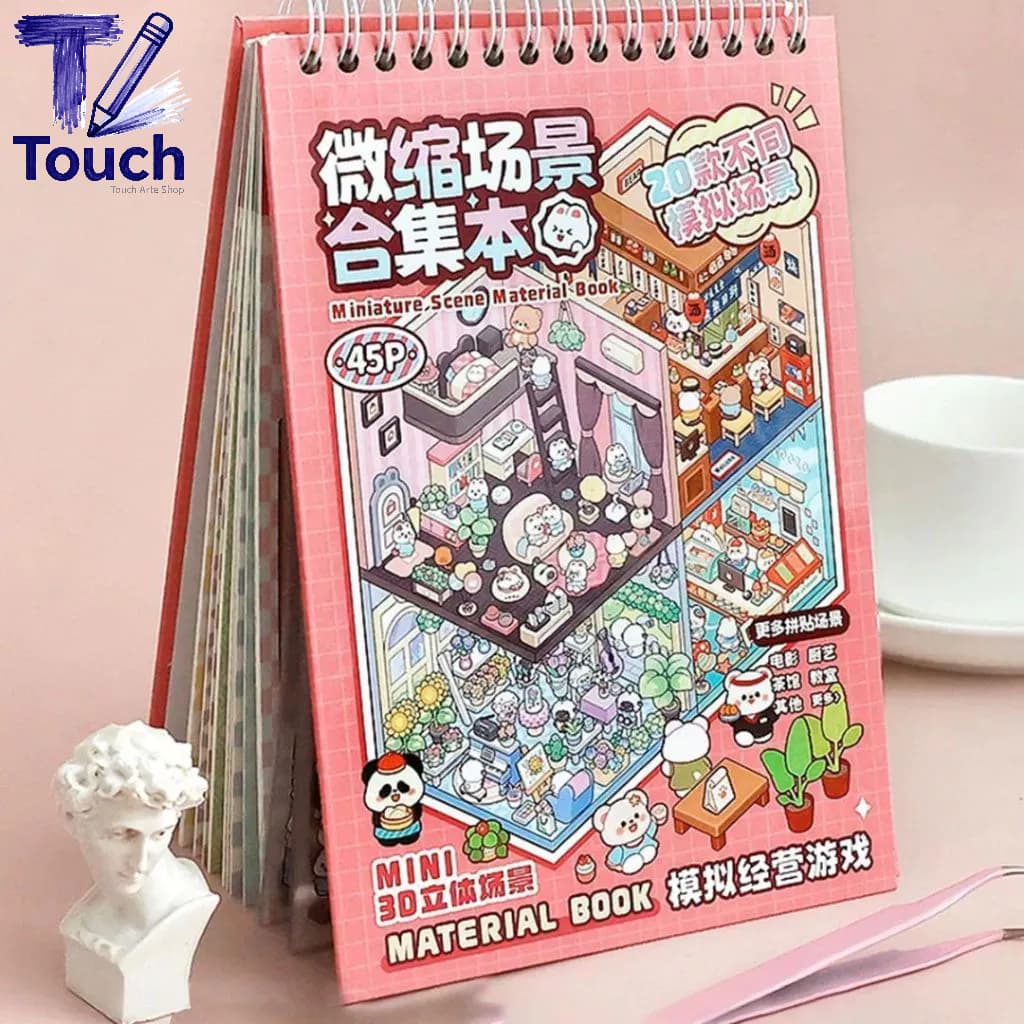 Caderno Adesivos 3d com 8 Cenários para Montar e Decorar