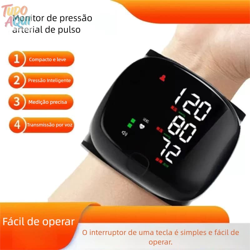Monitor De Pressão Arterial De Pulso Recarregável Alta BP Esfigmomanômetro TUDO AQUI