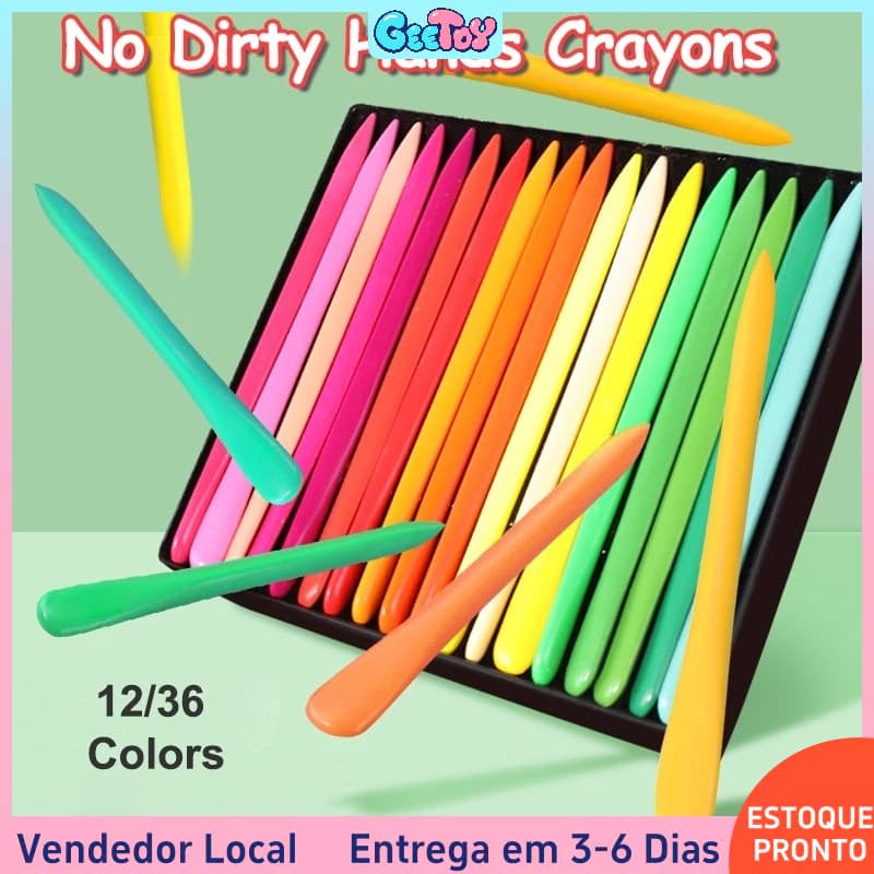 12/36 Cores Lápis de Cera de Plástico para Pintura, Seguro e Não Tóxico, Não Suja as Mãos, Kit para Desenho