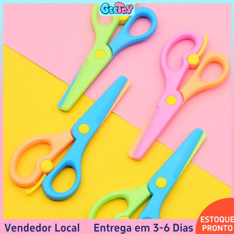 1 Pçs Nova Mini Segurança Cabeça Redonda Tesoura De Plástico Para Crianças Corte De Papel Desenho Cortador Brinquedos Ed