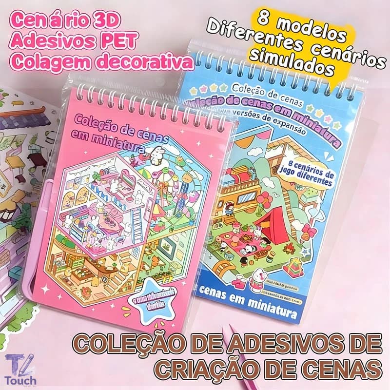 Adesivos 3d Miniatura 8 Cenário De Paisagismo Kawaii Fofo DIY Scrapbooking + Pinça