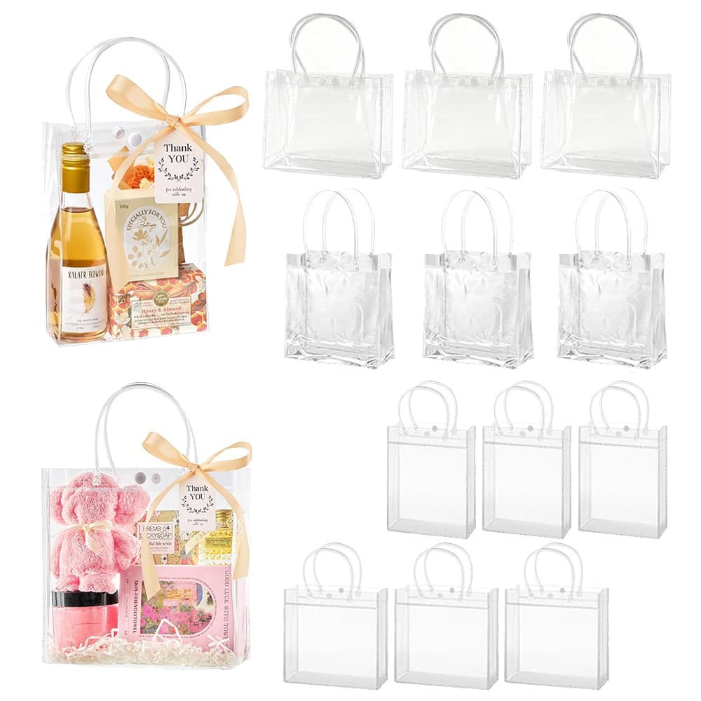 15 unidades pacote saco de presente portátil transparente de PVC 5 tamanhos disponíveis com fivela de pressão Design à p