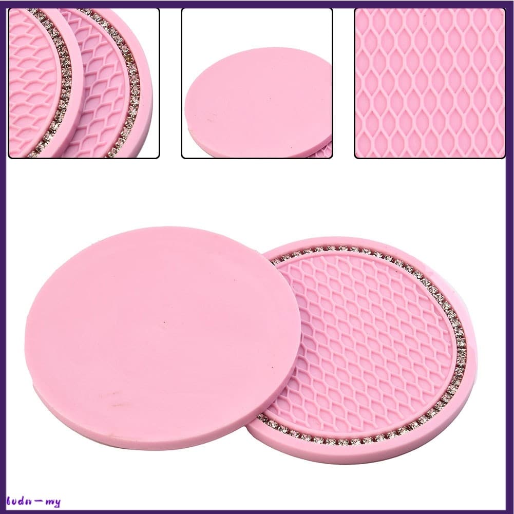 [my] 2 Almofadas De Porta-Copos De Carro Para Rosa Tapete Strass Acessórios Interiores Automotivos 7 Cm