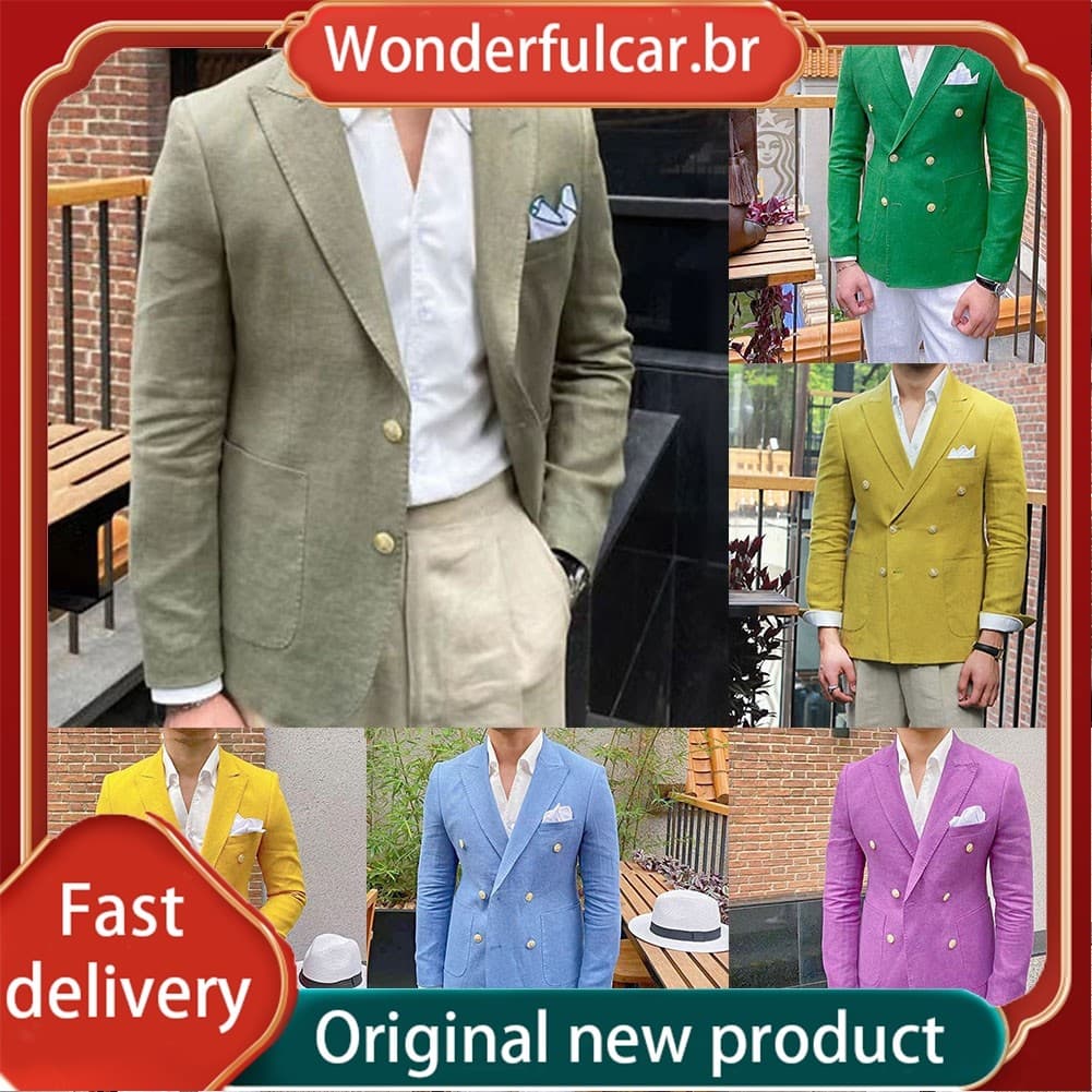 [WDFU] Blazers Masculinos Sólidos Com Peito Duplo E Corte Justo De Lapela , Baile De Negócios , Casamento , Smoking