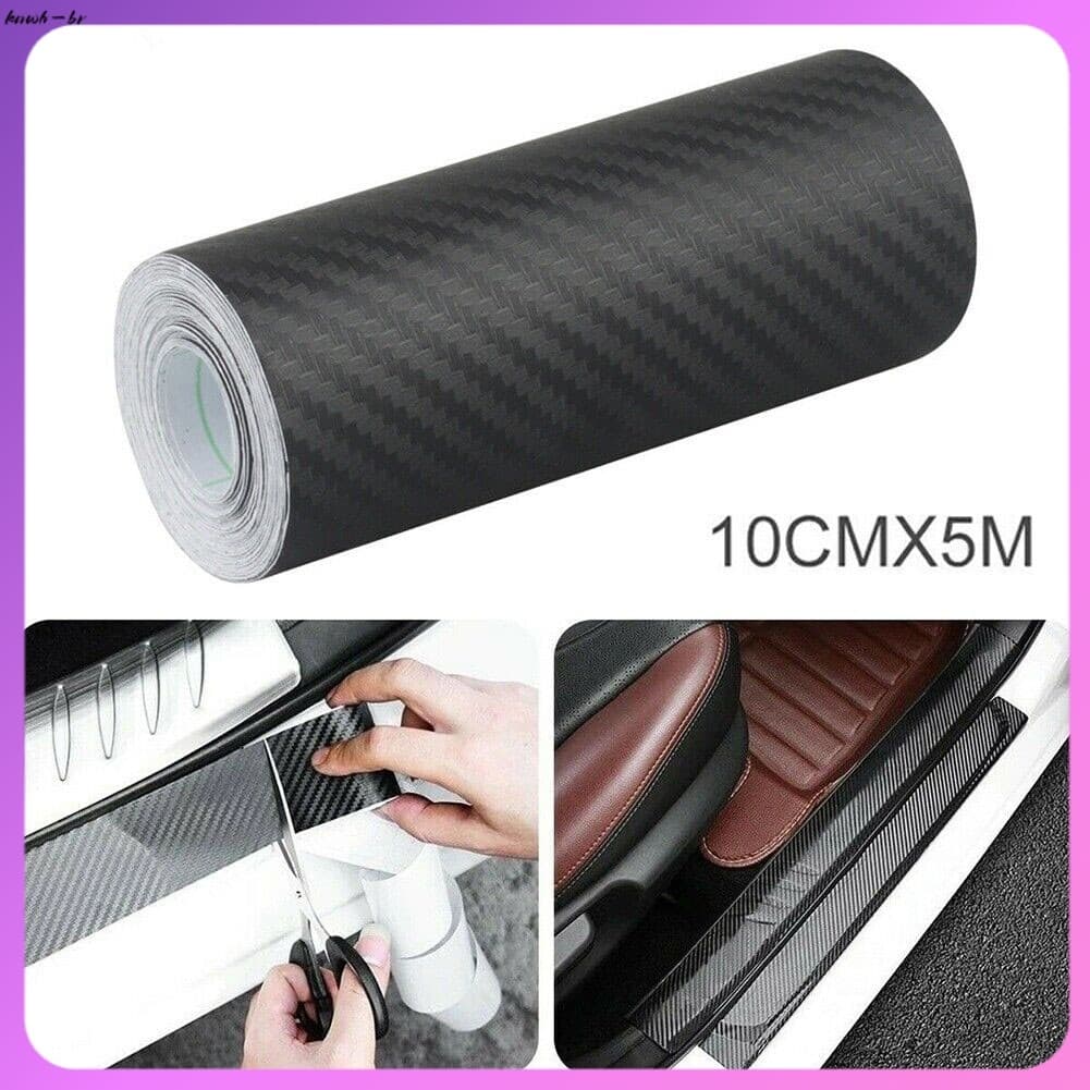 ⚡ Venda Quente 10cm * 5m 3D Fibra De Carbono Adesivo De Carro Protetor De Fita Anti-Arranhões Para Peitoril Da Porta [kn