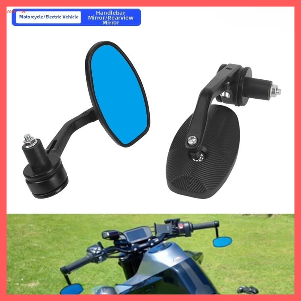 Espelhos Para Guidão De Motocicleta Em Liga De Alumínio CNC De 22 Mm Elipse Antirreflexo Azul