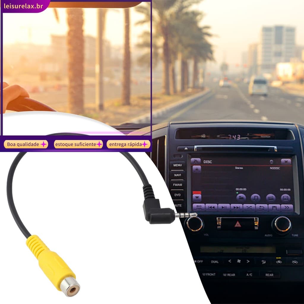 Sularca Para Cabo Conversor AV De 2.5 Mm Câmera De Estacionamento Reversa Carro DVR
