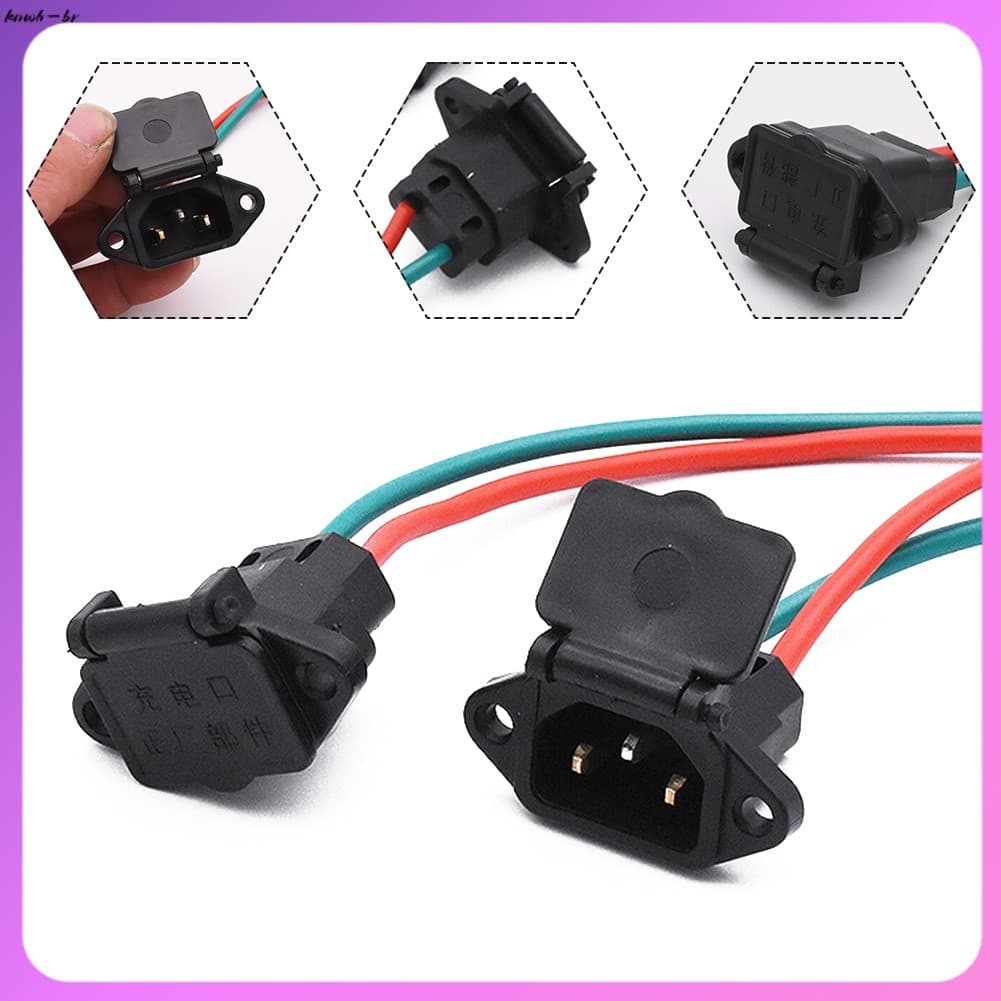 ⭐ oww-br Soquete De Carregamento De Veículo De Scooter Elétrico Conector De Fio De Cabo De Carro De E-bike