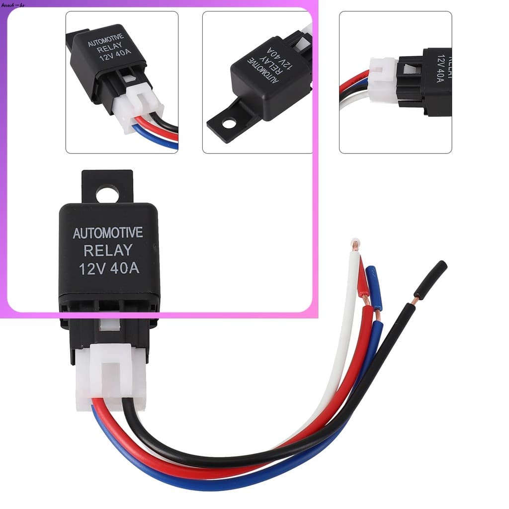 ⭐ oww-br 12V 40A Carro Automotivo Van Barco Bicicleta Relé SPST De 4 Pinos Com Cabo