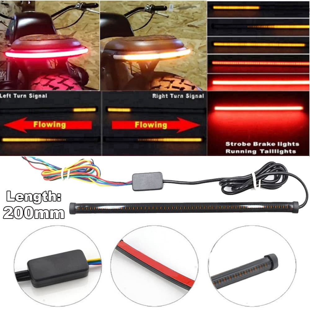 ⭐ oww-br Iniciar A Digitalização Flexível LED Luz De Parada De Motocicleta 20 Cm Traseira