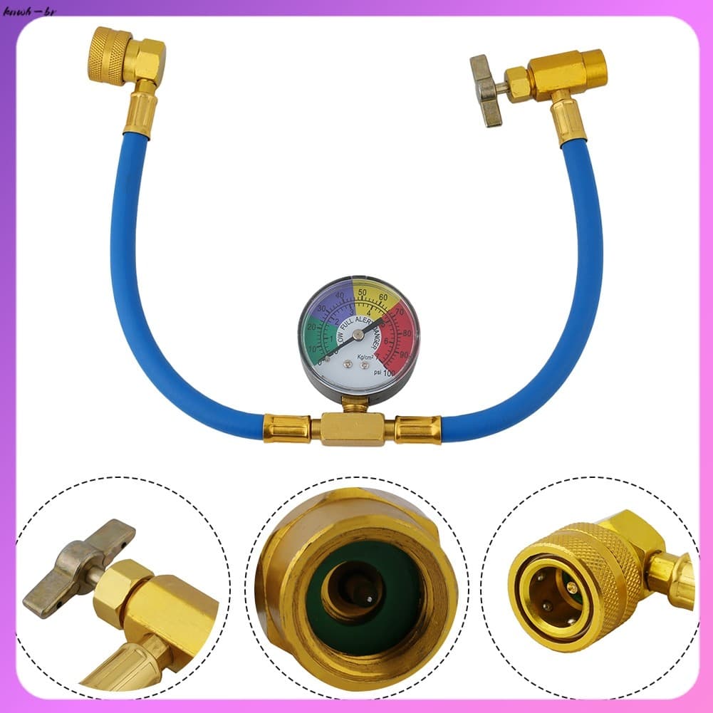 ⭐ oww-br Kit De Medição De Recarga De Ar Condicionado De Carro , Medidor De Gás De Mangueira Para r134a