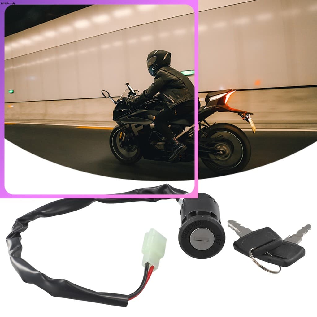 ⭐ oww-br Para Interruptor De Chave De Ignição Ciclomotor Motocicleta Elétrica 2 Fios Liga/Desliga ATV Dirt Bike