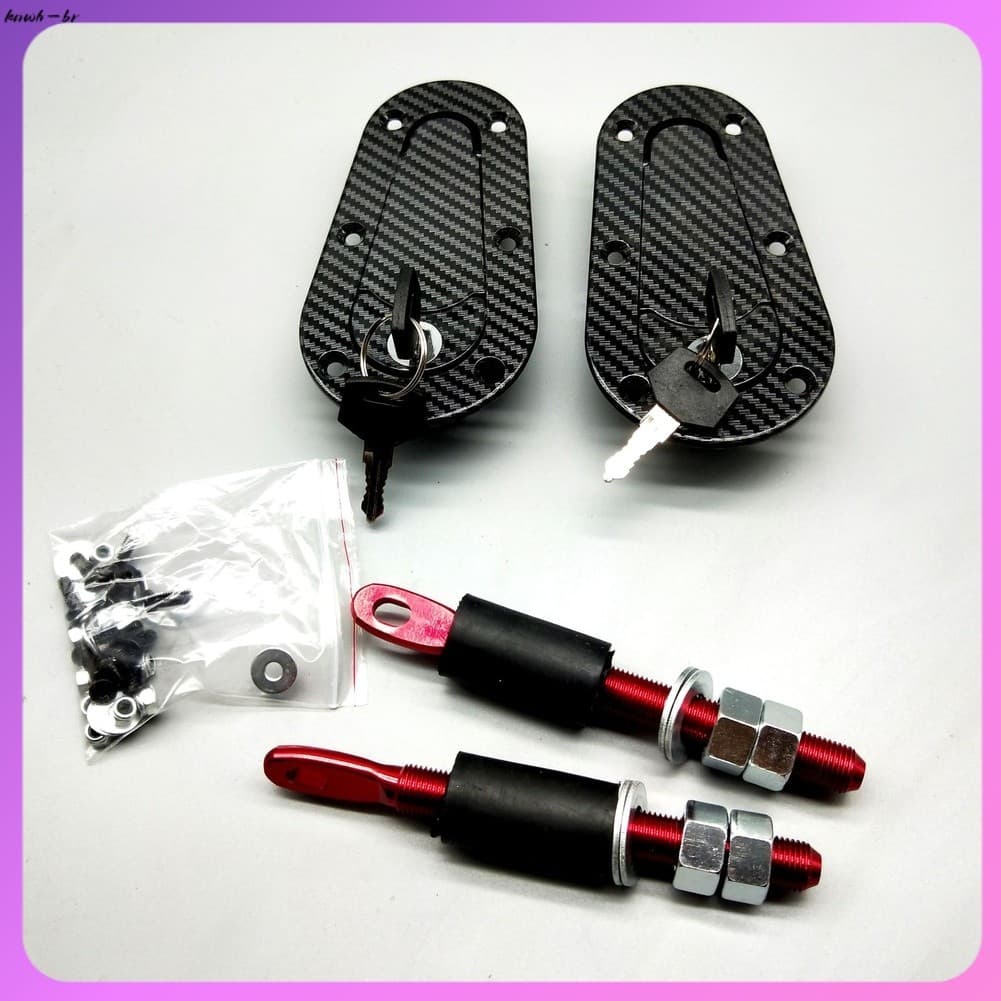 ⭐ oww-br Bloqueio Do Capô Para Carro De Corrida Preto Tampa Motor Modificação