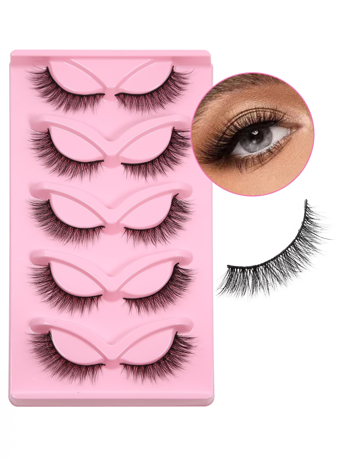 5 Pares De Cílios Postiços Longos Estilo Cruz 3D Densos , Intensificadores De Olhos , De Maquiagem Naturalmente Fofos