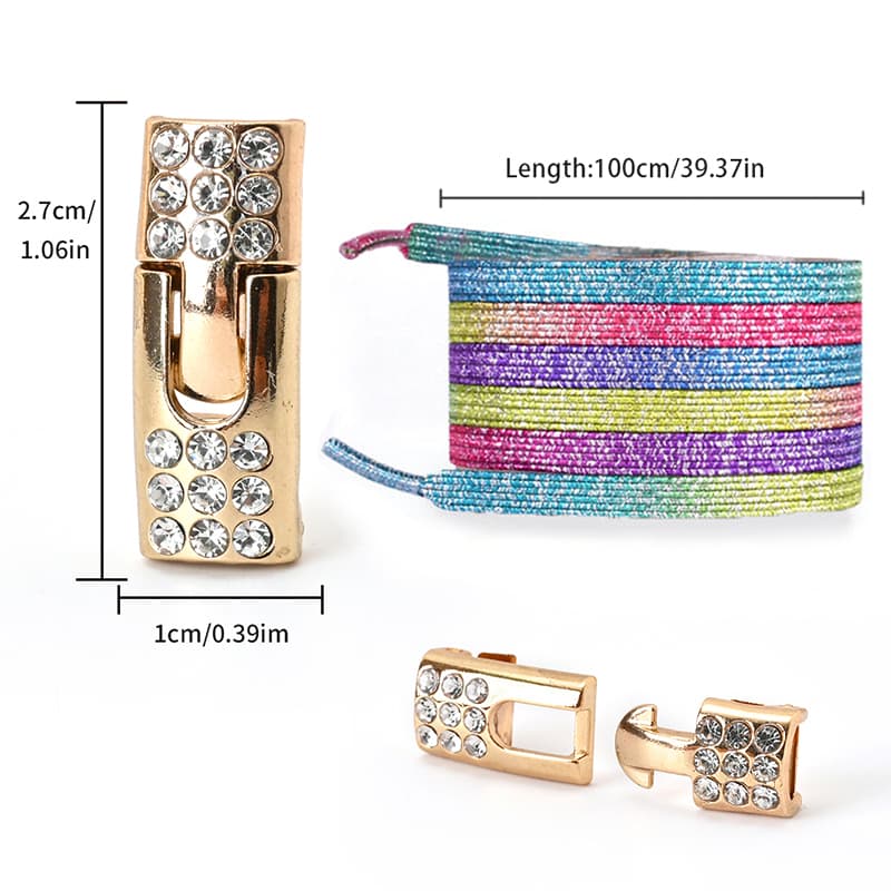 Par de Sapatos com Fivela e Pérola Diamante Elastic Lazy Shoelace para Tênis