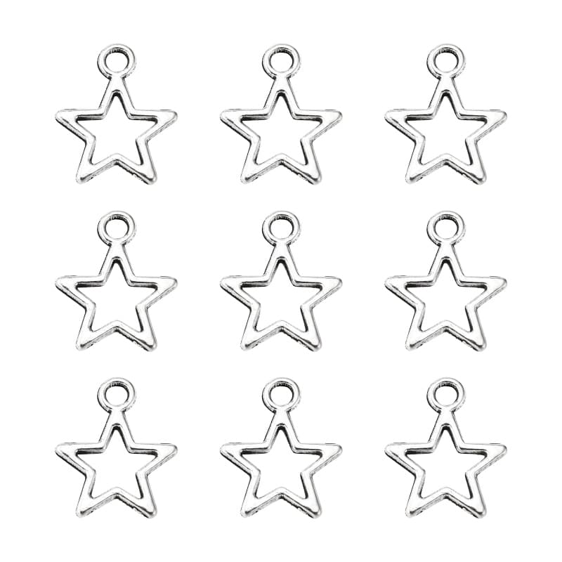 50pc Estilo Tibetano De Liga De Encanto Star Antique Silver Lead Free & Cadmium Nickel 14,5x12x1mm Buraco : 2mm