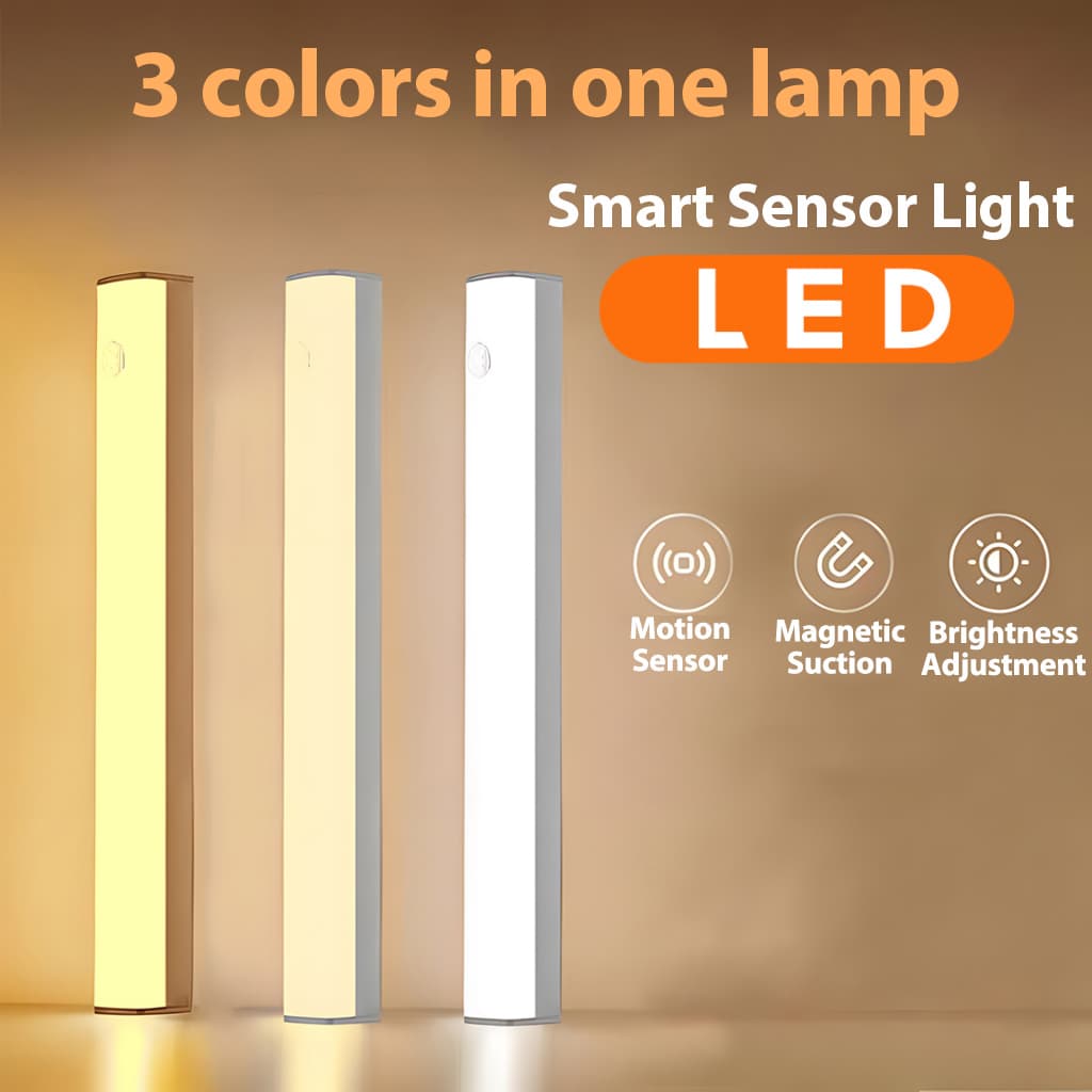 Luz LED Recarregável USB Noturna Sensor De Movimento Brilho Sem Fio Inteligente Iluminação Ajustável