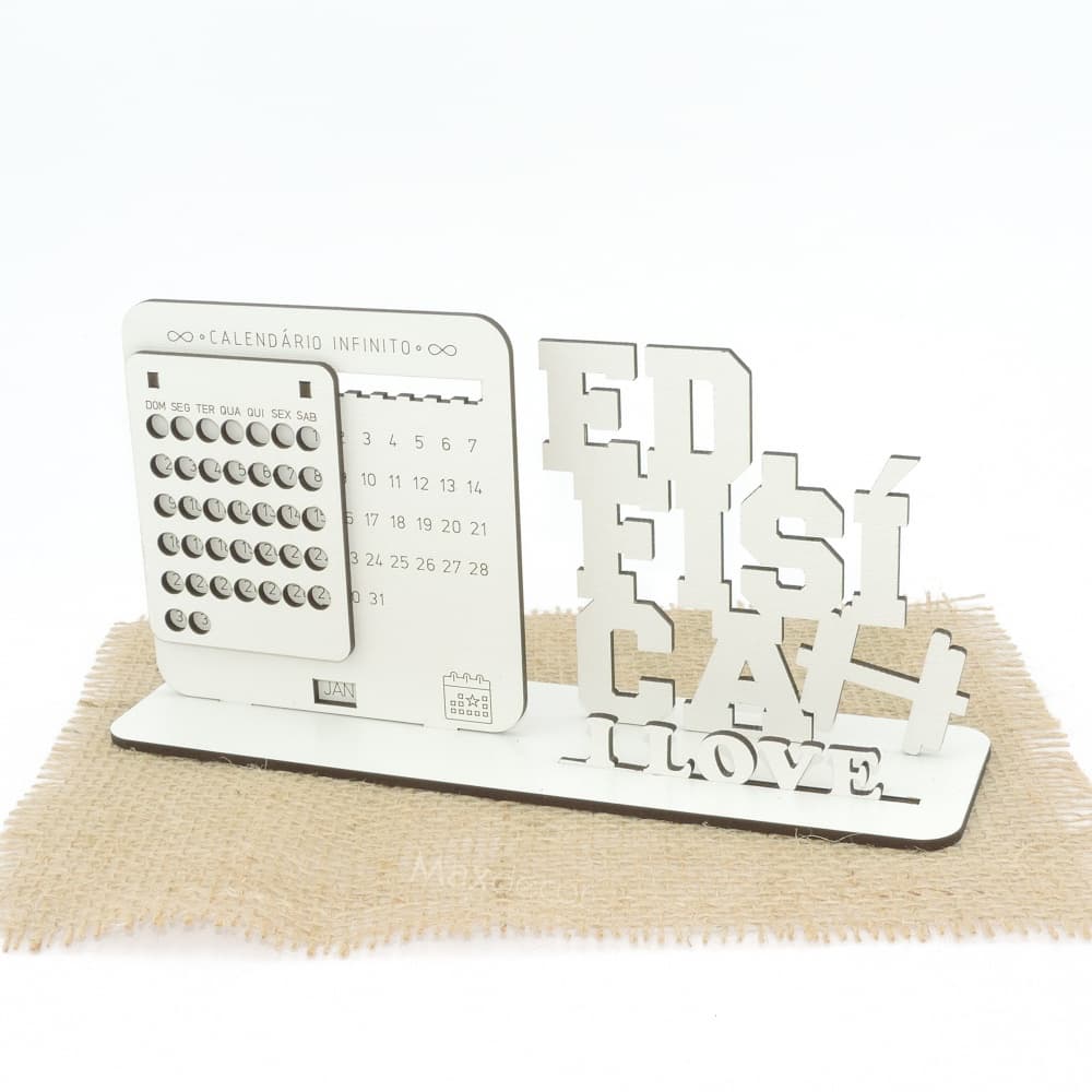 5 Calendário Infinito Personalizado Mdf Branco - Educação Física