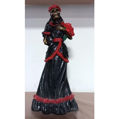 estatua Rosa Caveira 25cm Em Gesso (vestido preto) personalizada