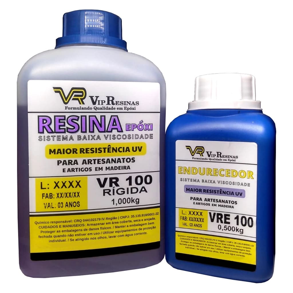 Resina Epóxi UV VR100 (Baixa Espessura/Viscosidade) - Kit 1,500KG / VipResinas