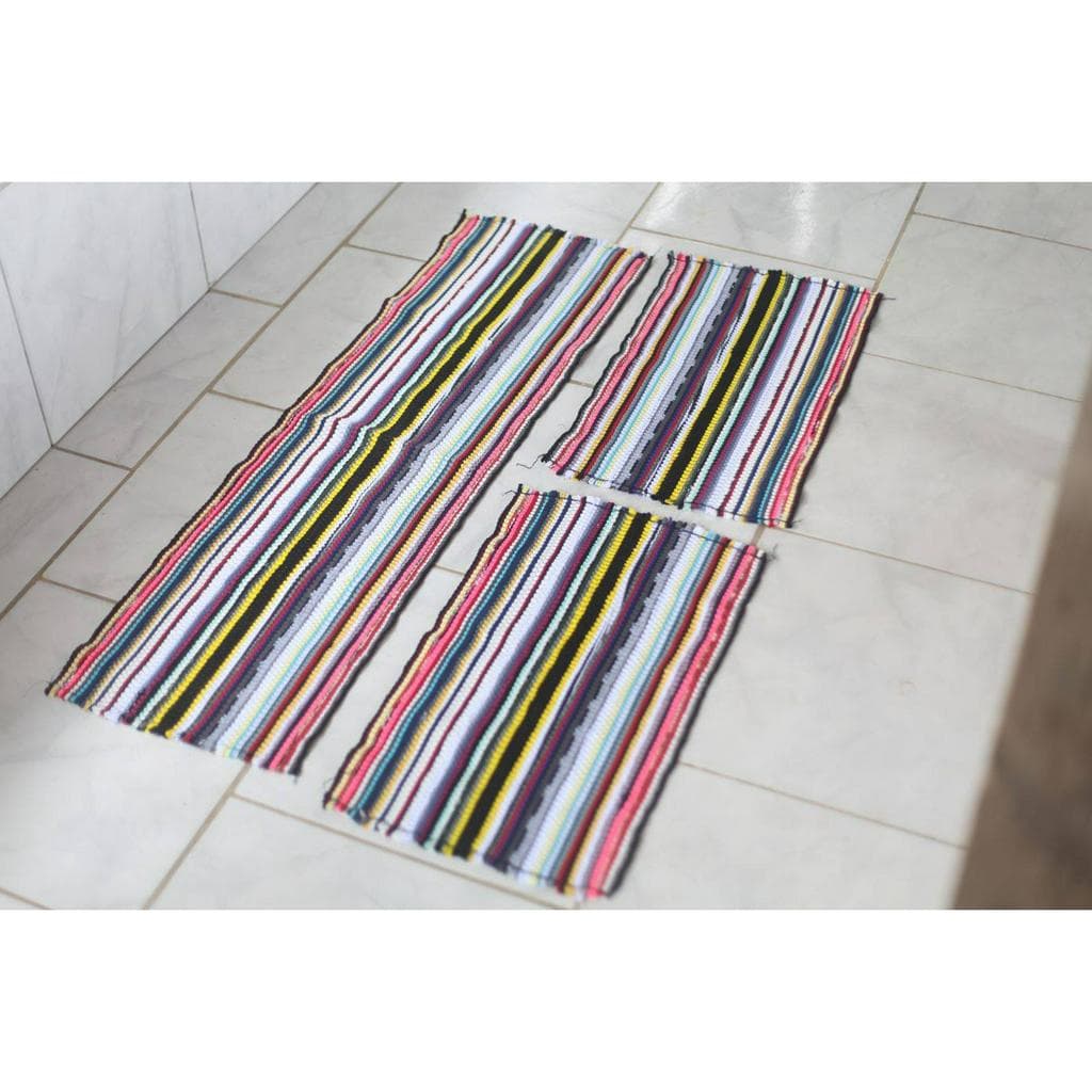Tapete Trançado jogo 3 pcs cozinha porta entrada banheiro artesanal