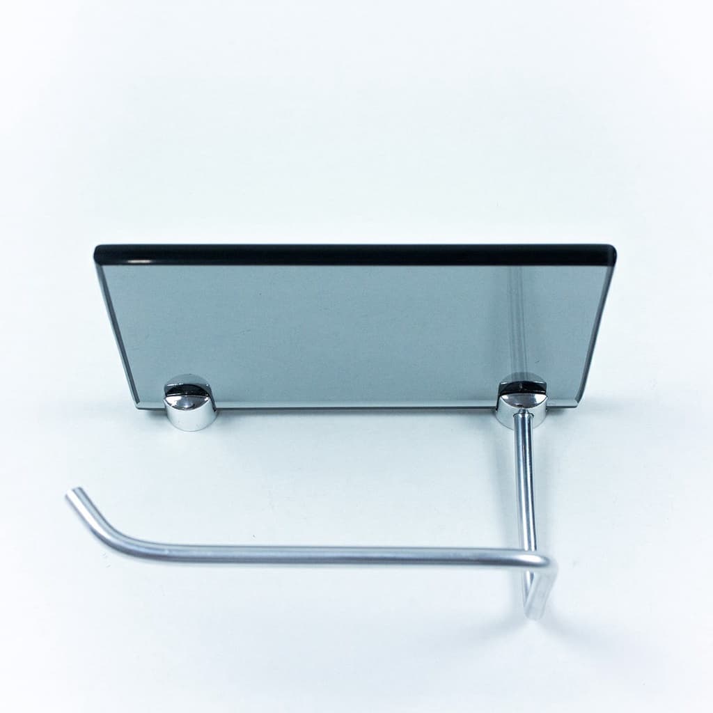 Porta papel higiênico em vidro FUMÊ 10x15cm com suporte prateleira acessórios para banheiro