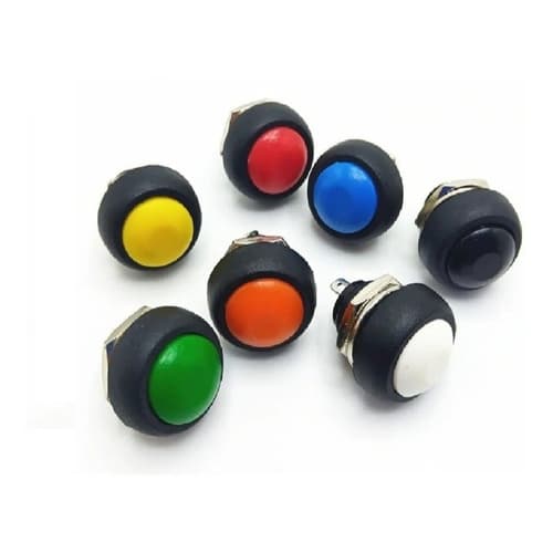 Kit Com 8 / Botão 12mm À Prova D' Água Pbs-33b Cor Preto