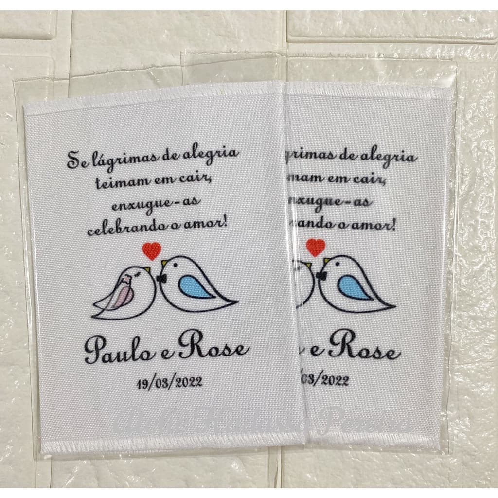 Lenços Lágrimas de Alegria Personalizadas em Tecido oxford - casamento e festas - 10 unidades