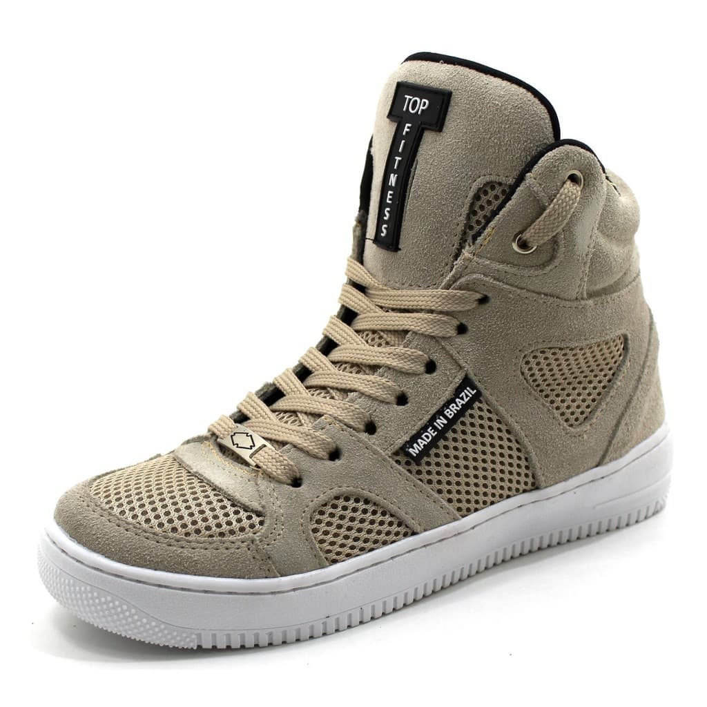 Tênis Em Couro Feminino Masculino Cano Alto Lingua Alta Palmilhas Em Gel Extra Conforto