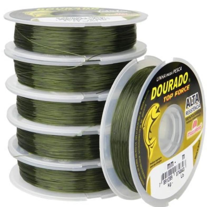 Linha de Pesca Dourado Verde Oliva Top Force Alta Resistência Monofilamento Carretel 100 Metros