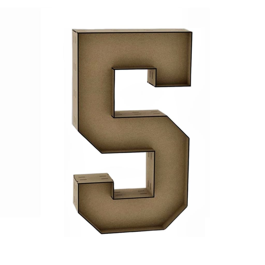 Letra Caixa Número 5 30cm MDF Decoração Festa Nome Palavra