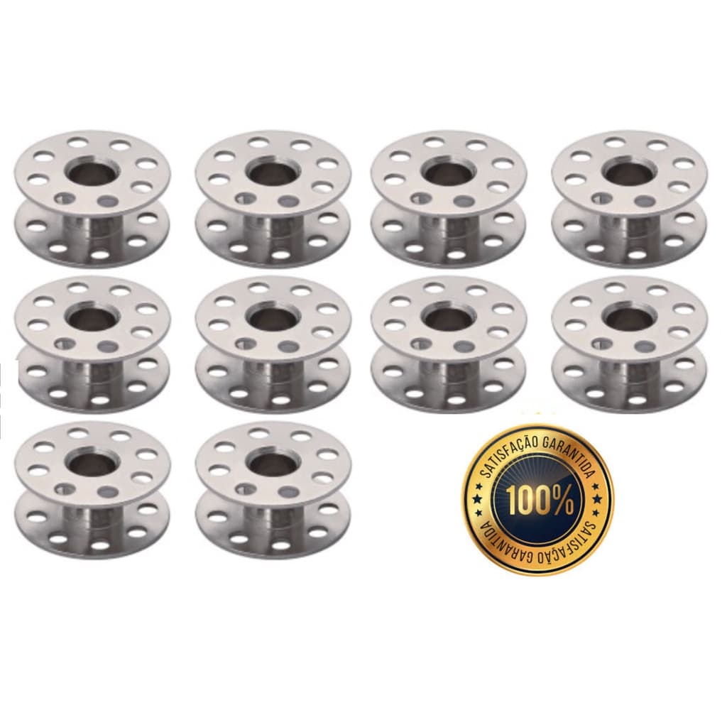 10 Bobinas Carretilha Metal Reta (BAIXA) INDUSTRIAL Costura Têxtil