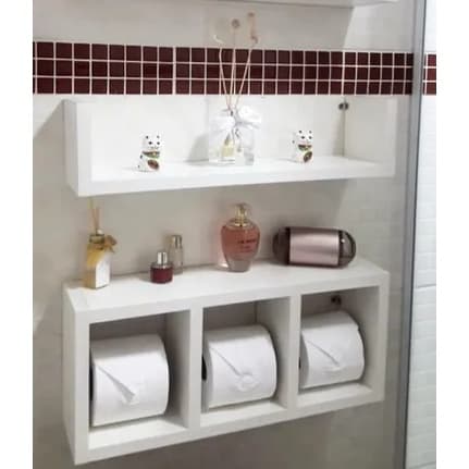 Nicho Prateleira 2 Peças para Decoração Banheiro Mdf Branco