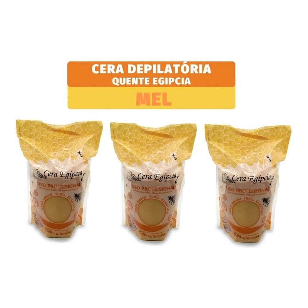 Kit 3 Ceras Depilatória Egipcia Elástica Mel 500g Depilação