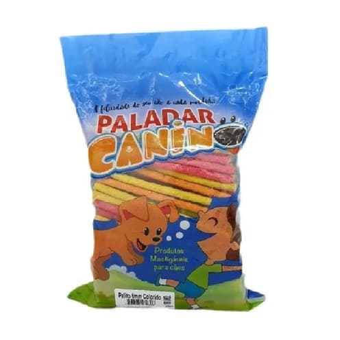 Osso palito colorido 1kg 6mm Paladar Canino petisco para cães