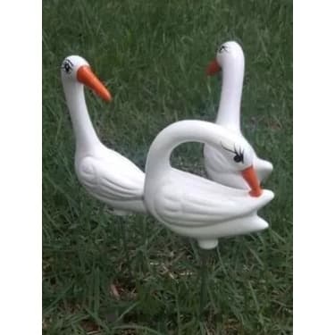 Enfeite Jardim 3 Garças Em Cerâmica