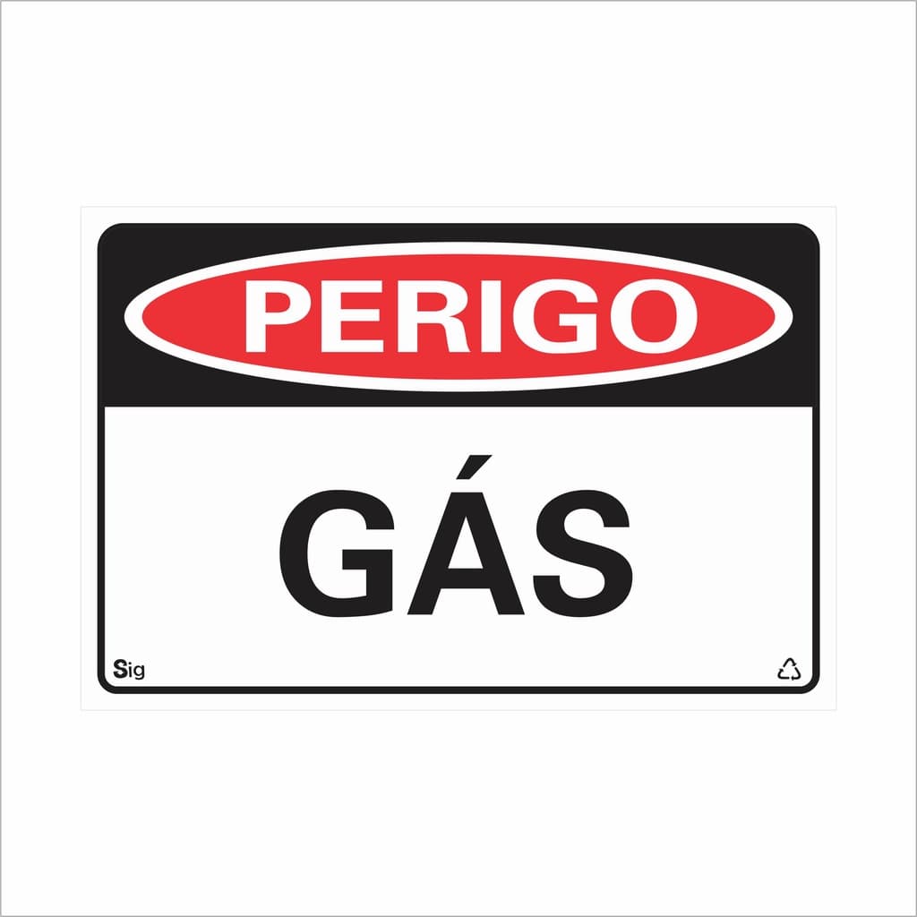 Placa de Sinalização  PERIGO GÁS 20x30