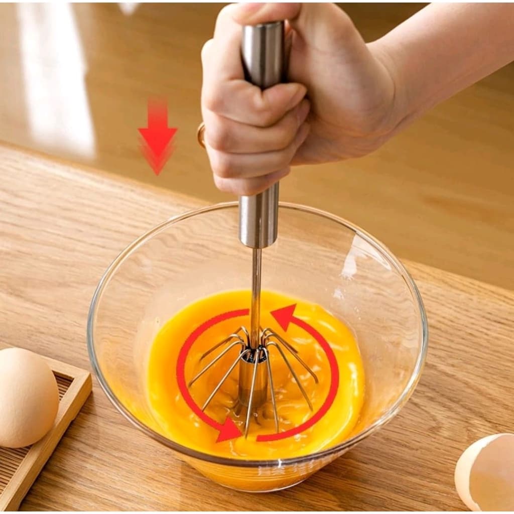 Batedor Ovos Fue Giratório Mixer Semi Automático Inox Claras em Neve - Envio Já