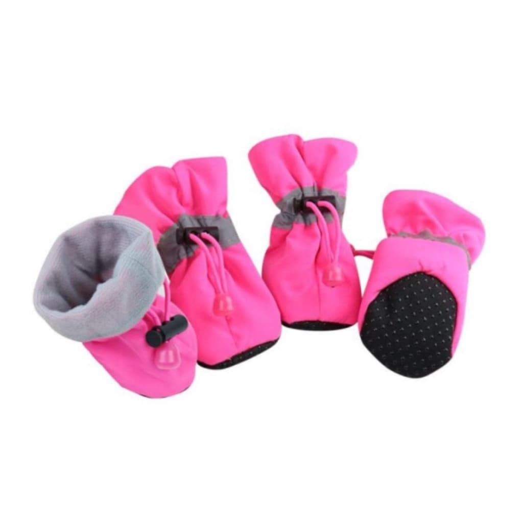 Bota Sapato de Cachorro Pet Tecido Impermeável Antiderrapante Rosa