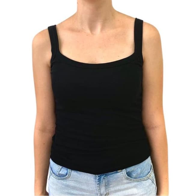 Regata alcinha PRETA Roupa de Verão Feminina Básica e Confortável 96% algodão 4% lycra