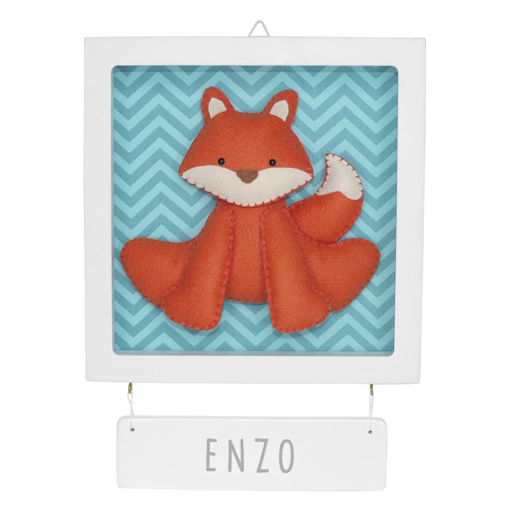 Enfeite Maternidade Raposa Turquesa Chevron Moderno Bebê