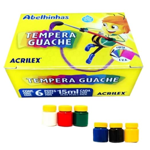 Tinta Guache Lavável 6 Cores - Acrilex
